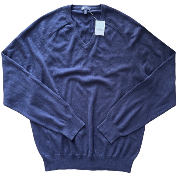 🆕 J. Crew Men's NAVY BLUE Cotton Cashmere V-Neck Sweater Sz M New With tag - Picture 3 of 8